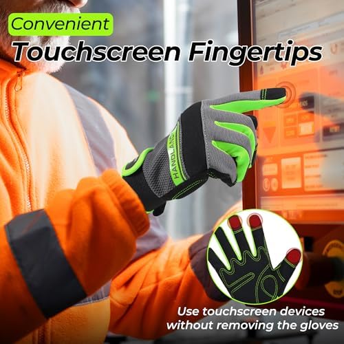 HANDLANDY Work Gloves for Men & Women, Utility Mechanic Working Gloves Touch - Image 4