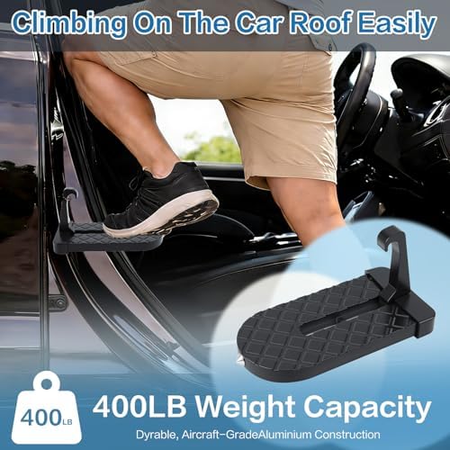 Folding Car Door Step, 400 lbs Capacity Aluminum Alloy Running Board Side Step - Image 2