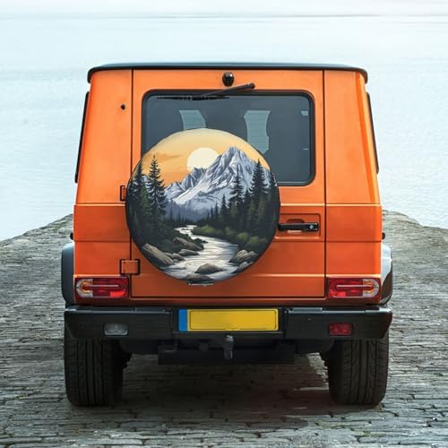 Spare Tire Cover Mountains Nature Sunset Scenery Wheel Covers Weatherproof - Image 5
