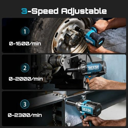 SEESII Upgraded Impact Wrench 1180 Ft-lbs: 1/2" High-Torque Impact Gun - Image 4