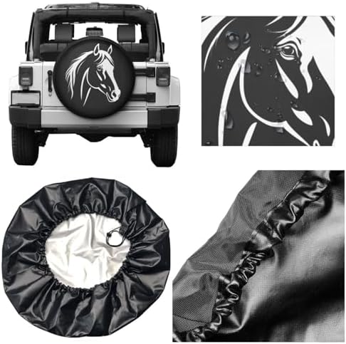 Black Horse Spare Tire Cover for Rv SUV, Funny Waterproof Wheel Protectors - Image 2