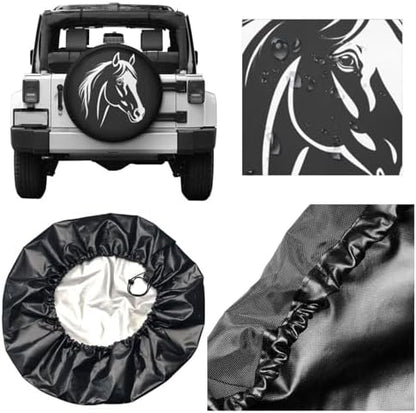 Black Horse Spare Tire Cover for Rv SUV, Funny Waterproof Wheel Protectors - Image 2