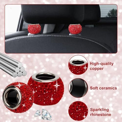 BFXM 4 Pcs Car Headrest Collars, Bling Head Rest Collars Rings Decoration - Image 4