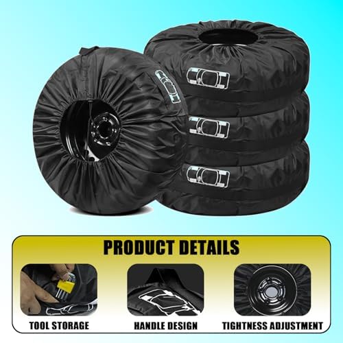 Car Spare Tire Cover, 210T Oxford Cloth Sun Dustproof Spare Tire Storage Bag - Image 5