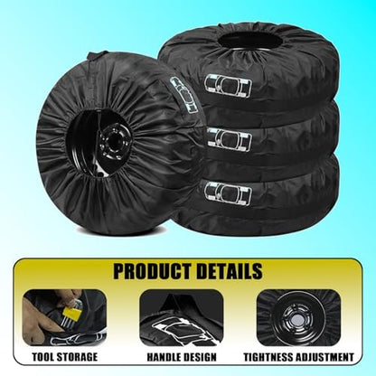 Car Spare Tire Cover, 210T Oxford Cloth Sun Dustproof Spare Tire Storage Bag - Image 5