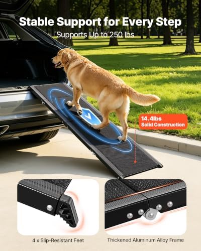 VEVOR Dog Ramp for Cars, Folding Pet Ramps for Medium & Large Dogs up to 250lbs - Image 2