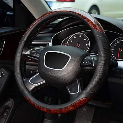 KAFEEK 16 inch Wood Grain Steering Wheel Cover, Large Size - Image 3