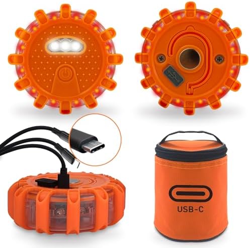 Ecoangel Upgraded USB-C Rechargeable LED Emergency Road Flares by ECOANGEL
