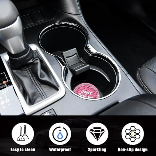 Ziciner 4 Pack Bling Car Cup Holder Coaster, 2.75 Inch Anti-Slip Auto Insert - Image 3