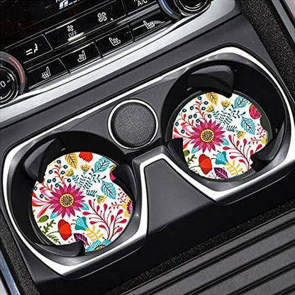 Sunflower Small 2.56" Absorbent Auto Coasters 2 Pack, Ceramic Car Accessories - Image 2