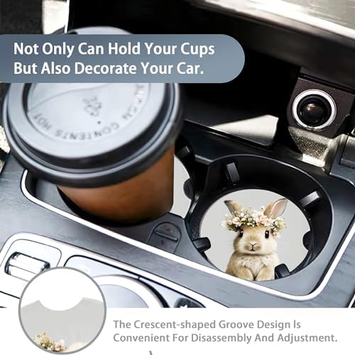 Easter Bunny Car Cup Holder Coaster, Cute Animal Rabbit Car Coasters - Image 6