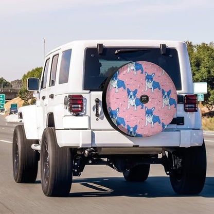 Blue White French Bulldogs Spare Tire Cover - Image 2