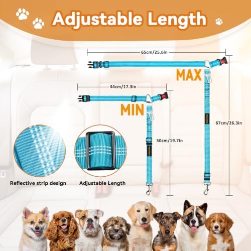 Dog Seat Belt, Durability Retractable Dog Car Harness Adjustable Dog Seat Belt - Image 7
