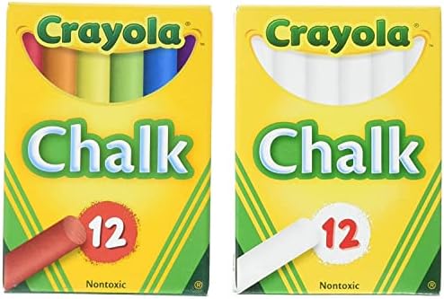 Crayola Non-Toxic White Chalkand Colored Chalk Bundle by Crayola