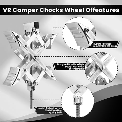 X-Shaped RV Wheel Chock Fit 3.25” to 10.5” Camper Wheel Chock Stabilizer Scissor - Image 3