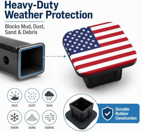Trailer Hitch Covers American Flag Heavy Duty 2 Inch Hitch Cover - Image 6