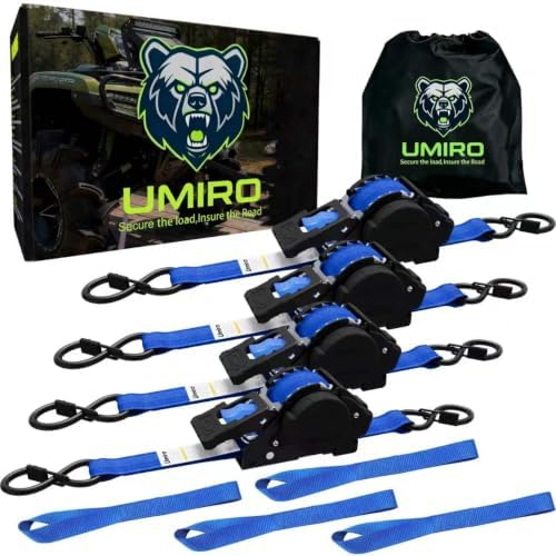 Retractable Ratchet Straps, 1 Inch x 12 Feet Heavy Duty Tie Downs, 1760lb Break by Umiro