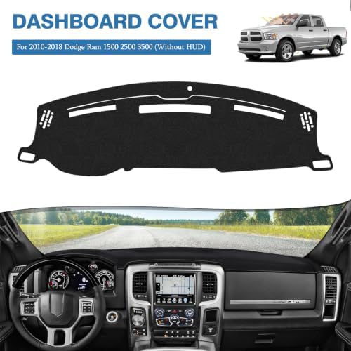 FIILINES Dash Cover for 2009 2010-2018 Dodge Ram 1500 2500 3500, Dashboard Mat - Image 2