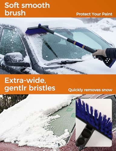 34" Extendable Ice Scrapers for Car Windshield 2-in-1 Snow Brush for Car Snow - Image 2