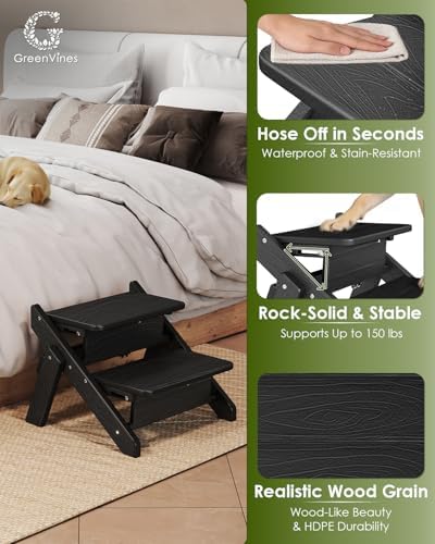 GREENVINES Foldable Dog Stairs & Steps, 2-in-1 HDPE Pet Ramp - Image 2