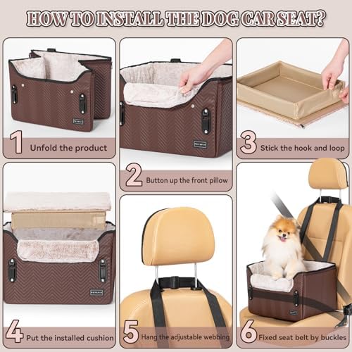 PETSFIT Car Seat for Dogs, Waterproof PU Leather Dog Car Seat for Small Dogs - Image 6