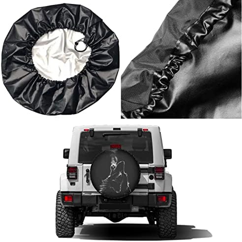 Black 3D Wolf Spare Tire Cover Dust-Proof Wheel Tire Cover Fit Trailer - Image 5