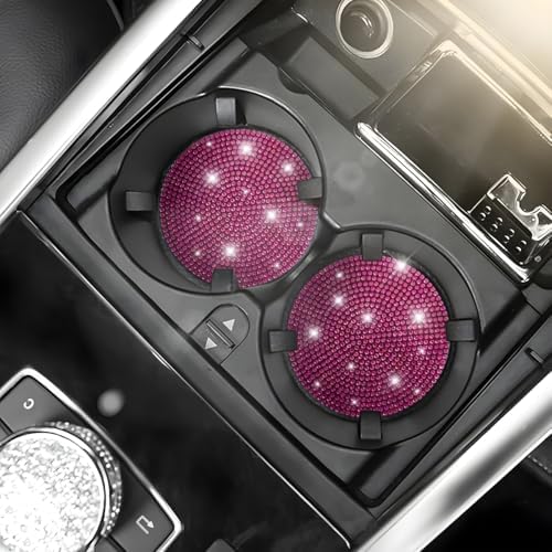 Osilly 4PCS 2.75 Inch Rhinestone Cup Holder Coasters, Rose Red - Image 5