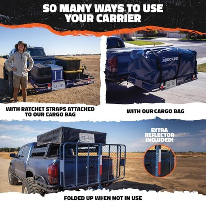 Mockins 60"x30"x6" Navy Trailer Hitch Cargo Carrier w/ 500 Lbs Capacity - Image 3