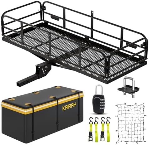 KAIRAY 500 Lbs Heavy Duty Hitch Mount Cargo Carrier 60"x24"x14.4" Folding Rear by KAIRAY