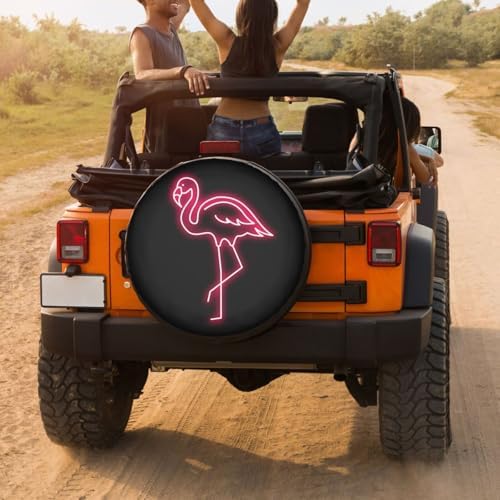 Pink Flamingo Spare Tire Cover Dust-Proof Wheel Tire Cover Fit Trailer - Image 4