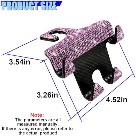Craedli 2PCS Bling Rhinestone Car Seat Headrest Hooks, Shiny Crystal Auto - Image 2