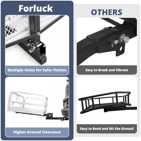 Forluck 60"x24"x14" Folding Hitch Mount Cargo Carrier, 500 lbs Capacity Heavy - Image 3