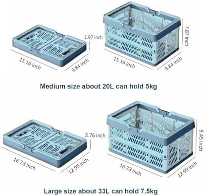 Collapsible Storage Crate with Handles, 20L Foldable Plastic Basket, Organizer - Image 2