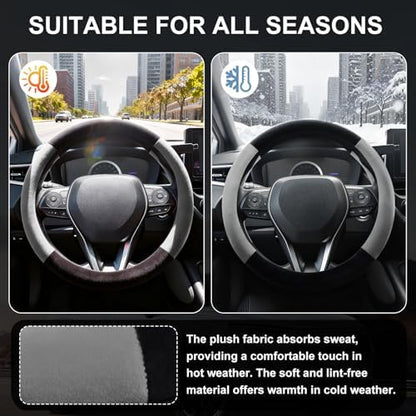 SEG Direct Plush Steering Wheel Cover 14.5"-15" Heavy-Duty, Summer Winter - Image 5