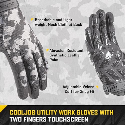 COOLJOB Mechanic Safety Work Gloves, Enhanced Anti-Slip Grip Tactical Gloves - Image 2
