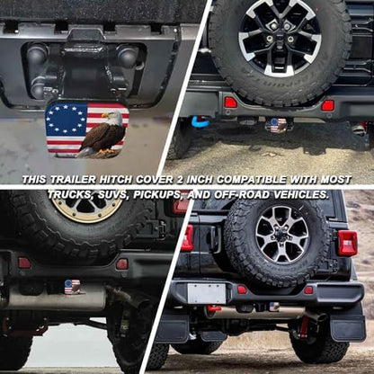 2 Inch American Flag Bald Eagle Trailer Hitch Cover Rubber Receiver Tube Plug - Image 5