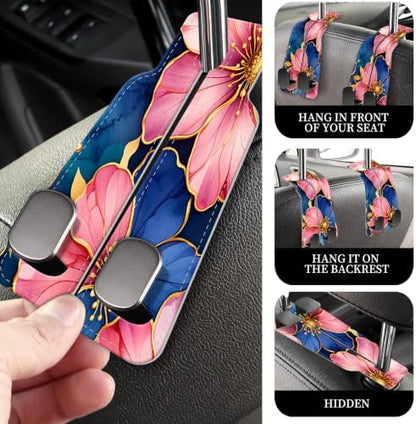 PU Leather Car Seat Hook, Storage Headrest Hanger, Cute Car Backseat Organizer - Image 2