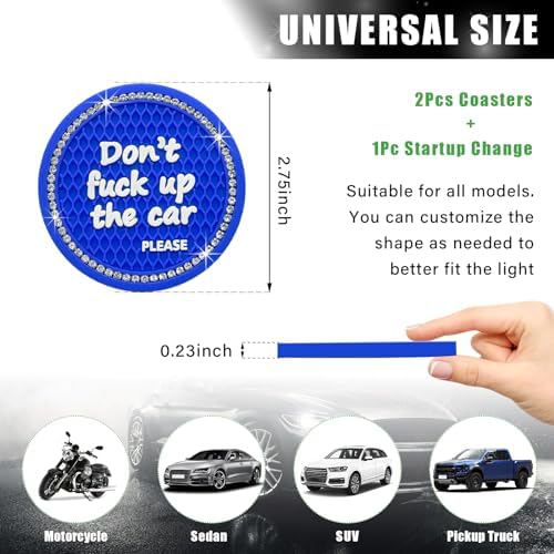 Ziciner 2 Pack Bling Car Cup Holder Coaster, 2.75 Inch Anti-Slip Auto Insert - Image 2