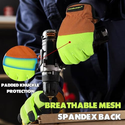 HANDLANDY Work Gloves for Men & Women, Utility Mechanic Working Gloves Touch - Image 3