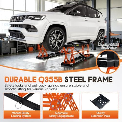 SPECRAFT 7000LBS Orange Portable Hydraulic Car Lift, Home Garage - Image 4