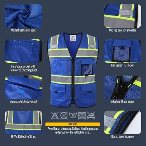 JKSafety Safety Vest for Men Women Hi Vis Relfective Vest - Image 2