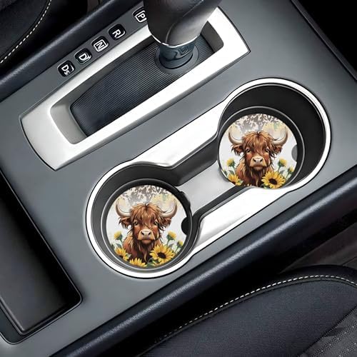 Highland Cow Car Cup Holder Coasters 2 Pack 2.63" - Image 7