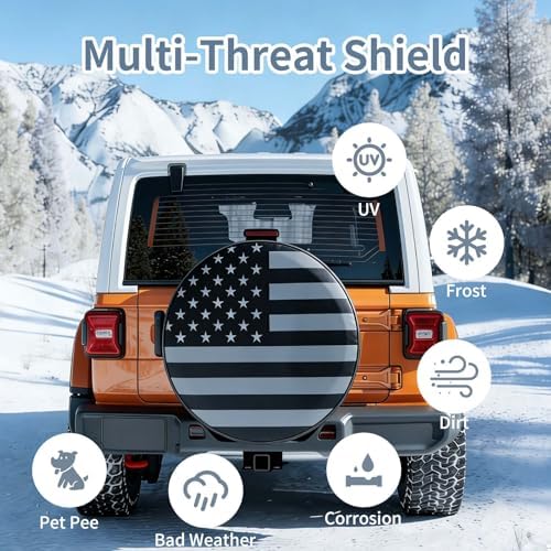 Spare Tire Cover for Jeep Wrangler RV Trailer Camper SUV, American Flag - Image 3