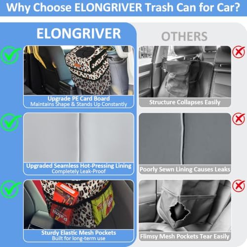 ELONGRIVER Leak Proof Car Trash Can - Image 5