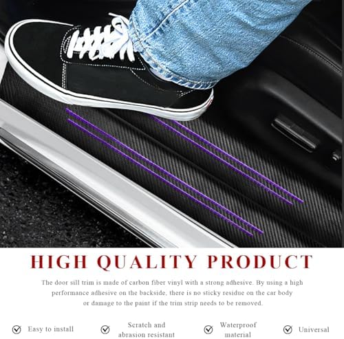 4 PCS Car Door Sill Protector, Anti-Scratch Carbon Fiber Car Door Entry Guards - Image 6