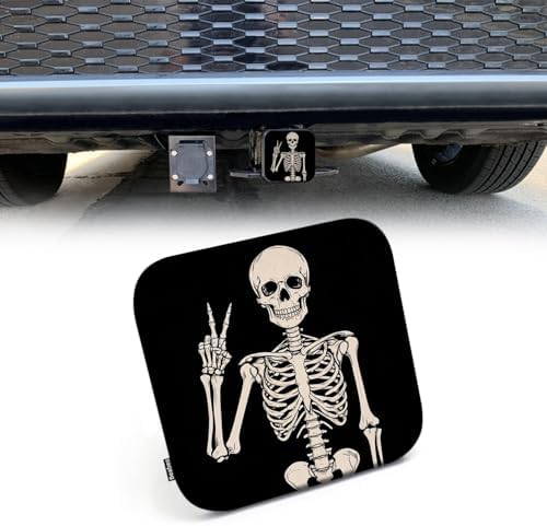 Human Skeleton Car Rear Hitch Covers Cute Rock and Roll Skeleton Skull Square by Beabes