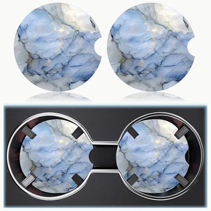 Ceramic Car Cup Holder Coasters Set of 2, 2.56 in Light Blue - Image 6