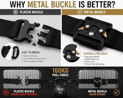 Metal Buckle Heavy Duty Luggage Straps, 2 Pack 10ft x 2in Tie Down Straps - Image 4