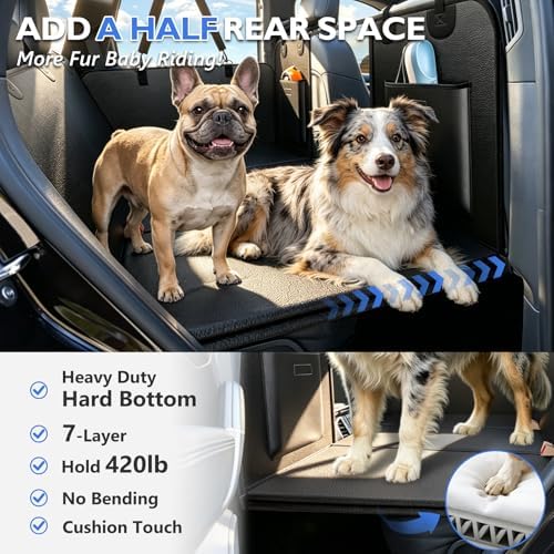 Hard Bottom Dog Car Seat Cover for Back Seat, PU Leather Extender - Image 3