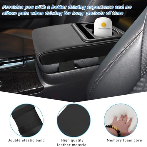 Car Center Console Armrest Pillow, Memory Foam Auto Armrest Box Cover - Image 3